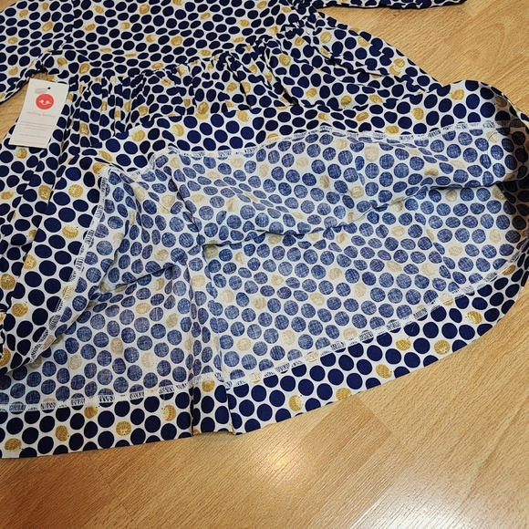 NWT Smiling Button Hedgehog Navy Polka Dot Cotton Dress Pockets Size 5 - Picture 13 of 16